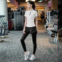 【两件套】专业健身服女套装网红速干运动服夏季显瘦透气瑜伽女生  