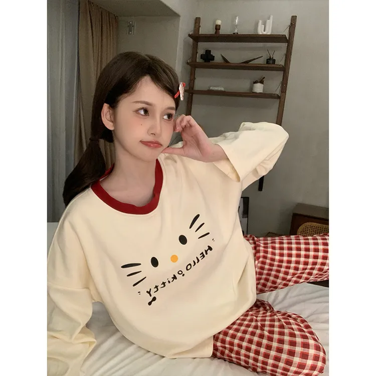 睡衣女款爆款2025新款春秋季长袖长裤卡通可爱学生外穿家居服套装