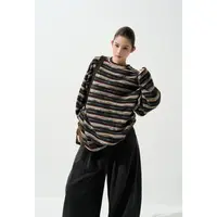 12/14【乌尔旧林】冬季厚款条纹长袖T恤衫女韩版宽松百搭上衣63046