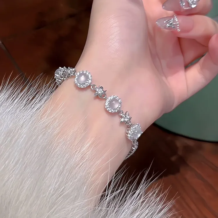 铜合金合成锆石手链 手链女饰品小众精致绝美手饰清冷感|月光女神
