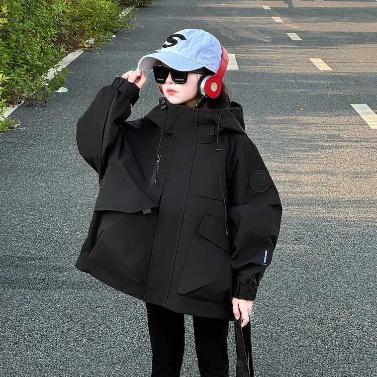 女童冬装外套2025新款女大童秋冬冲锋衣三合一可拆卸儿童洋气风衣