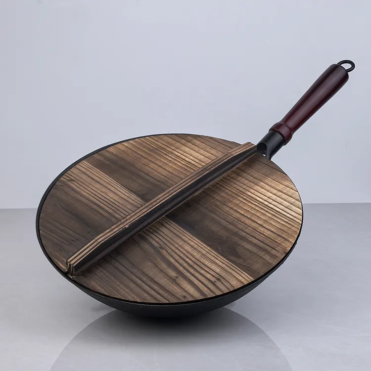 陆川铁锅传统老式生铁锅不易粘锅无涂层龟纹炒锅圆底不粘锅炒菜锅