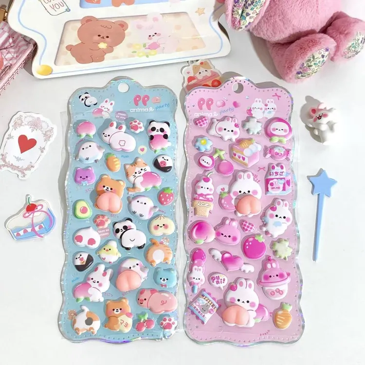 软萌屁屁贴捏捏乐3D立体可爱卡通动物解压装饰手机diy手账贴纸