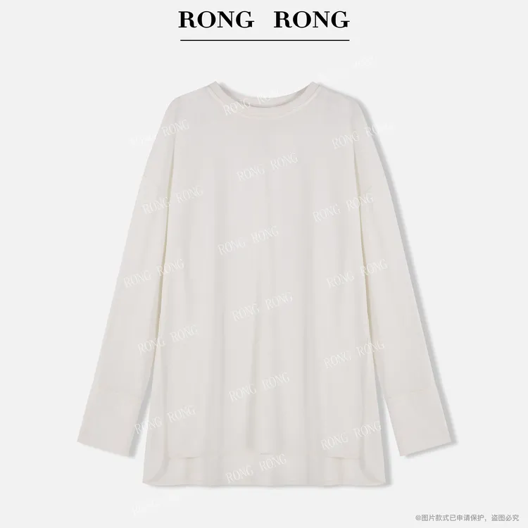 溶溶【云朵T】RONGRONG 圆领宽松亲肤极简休闲风长袖T恤ZFQ6J6135