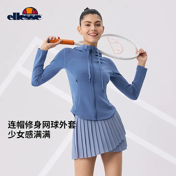 Ellesse立领连帽修身拉链外套25秋冬新款女士跑步健身网球外套