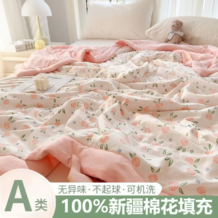 A类100%新疆棉花夏凉被可机洗 全棉填充空调被夏季薄款棉被子被芯