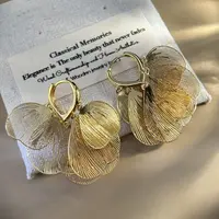 铜合金耳饰 1056 银杏叶流苏耳钉
