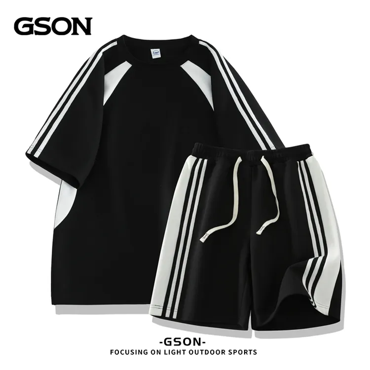 国潮品牌GSON2025款夏季男士休闲运动套装百搭高级感时尚运动套装