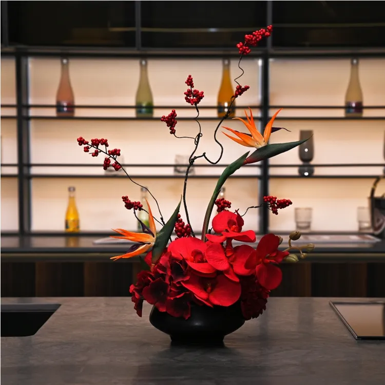 天堂鸟仿真花餐厅岛台商务花酒店桌花假花乔迁客厅装饰花艺摆件