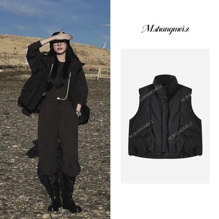 M.SHANGMEI.Z/沐熙【问渔】美大哥防水立领保暖抽绳羽绒马甲X092993