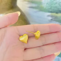 足金999 5D无氢工艺拉丝爱心黄金耳环简约百搭时尚