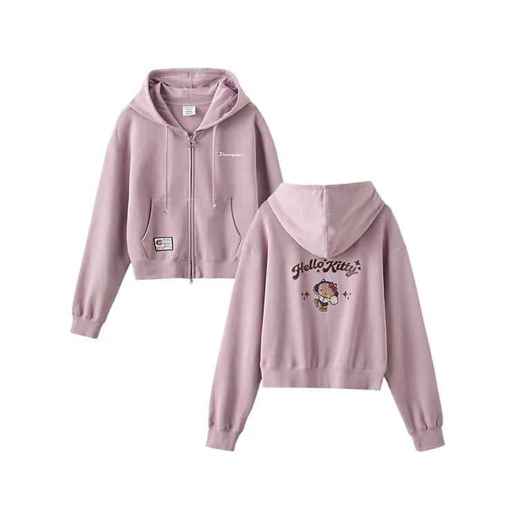 Champion【冠军×Hello Kitty联名】加绒连帽卫衣外套短款U6DSWSW119