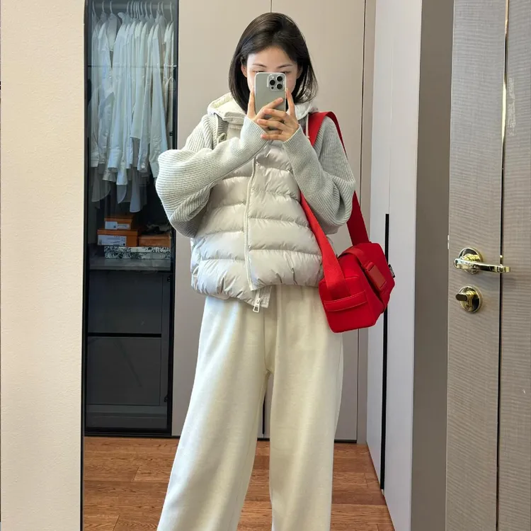轻薄针织拼接棉服女短款2025冬季新款假两件棉衣韩版宽松冬装外套