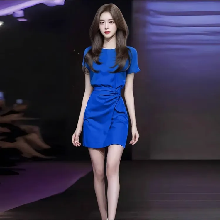 时尚连衣裙女2025夏季新款洋气质收腰显瘦减龄小个子法式甜美短裙