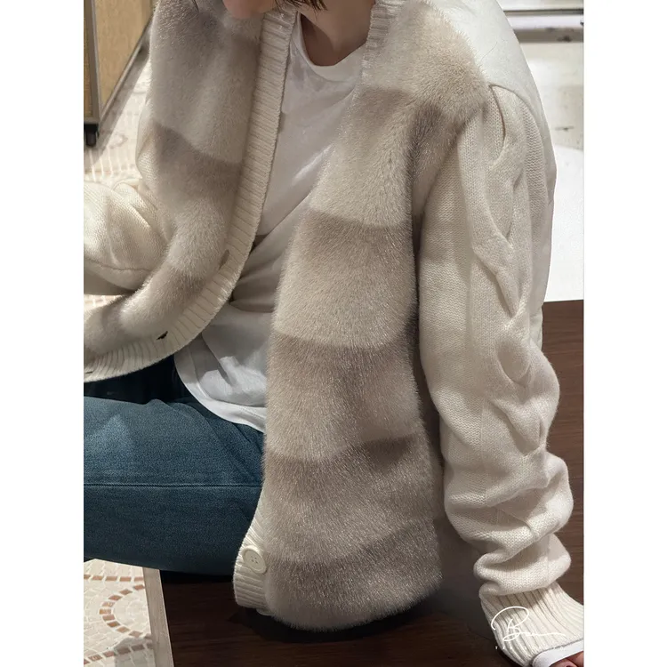 TXB 100羊毛针织拼接毛轻奢90白鹅绒时尚羽绒外套XB-7963