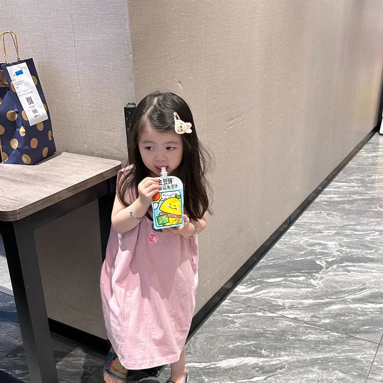 壹妈夏日韩版女童夏连衣裙2025新款粉色女宝连衣裙适合儿童穿着风