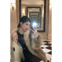 FBB limit冬季新款saga级稀有金岛狐编织皮草气质外套女D244216P
