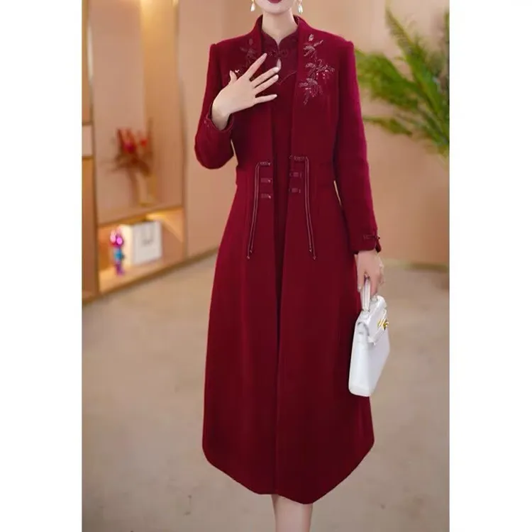 【宸紫女装】25167秋季时尚两件套连衣裙新款遮肚子显瘦洋气