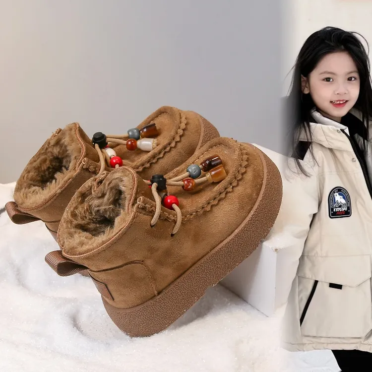 女童雪地靴冬季2025新款儿童加厚绒保暖短靴中大童时尚公主大棉鞋