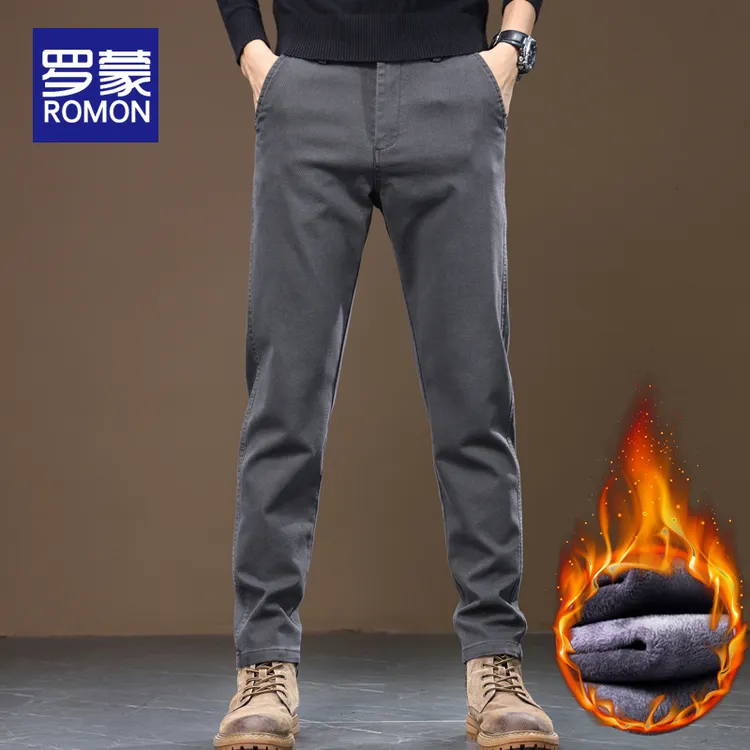 罗蒙男士秋冬裤子男款爆款2025新款直筒男裤冬季百搭加绒休闲裤男