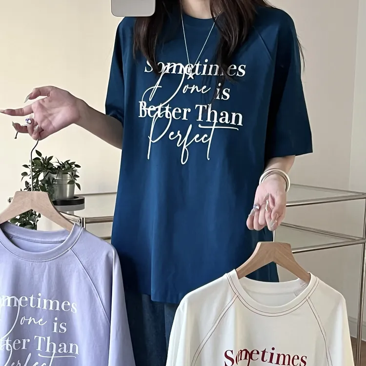 嘎子布·插肩袖宽松T！索罗娜字母印花圆领百搭ins凉感抑菌防晒显瘦