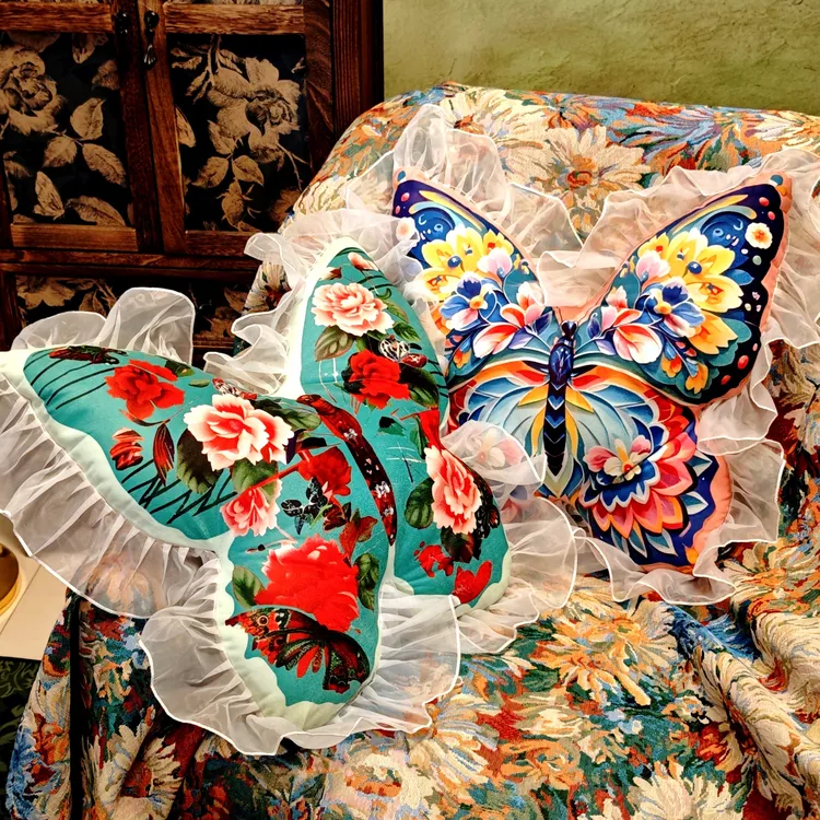 【梦梦家居】蝴蝶异形客厅沙发抱枕护腰美式氛围感靠枕枕头复古高级