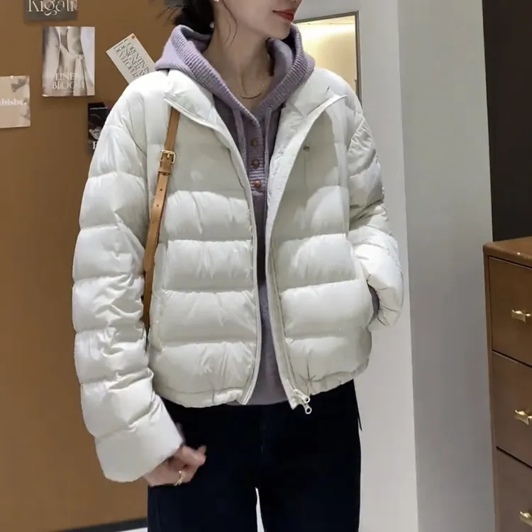 短款立领高级感排骨羽绒服女装冬季爆款时尚白鸭绒泡芙保暖外套