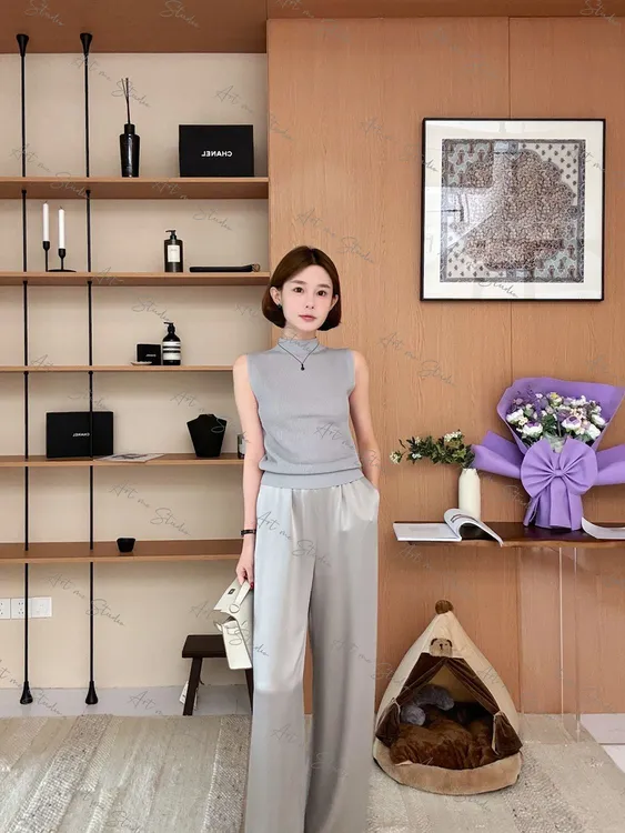 【ART品牌线黑标】醋酸真咝光影美学轻奢必入三色长裤w1459w2a