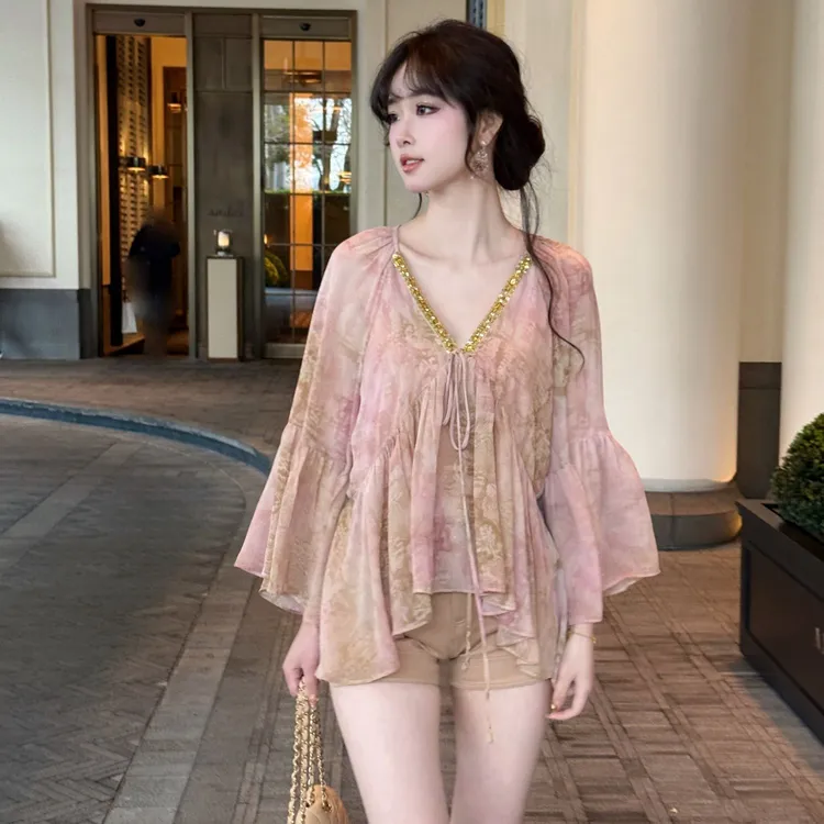 【塞克西】温柔到骨子里柔弱无骨氛围感韩系千金早风清冷仙气上衣