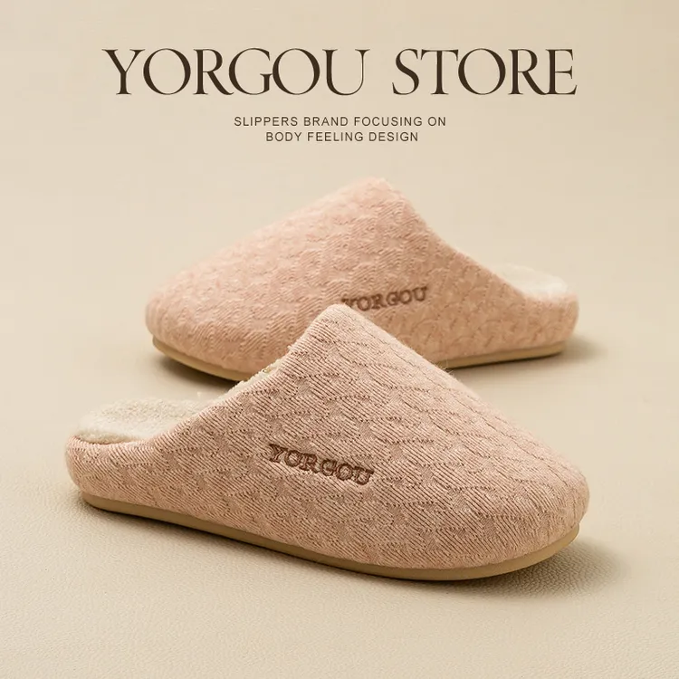 远港莫兰迪色系厚底棉拖鞋女士秋冬防滑室内居家用透气保暖加绒男