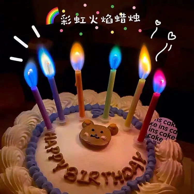 韩国ins网红变色生日蜡烛彩色火焰发光蜡烛创意派对蛋糕礼物周岁