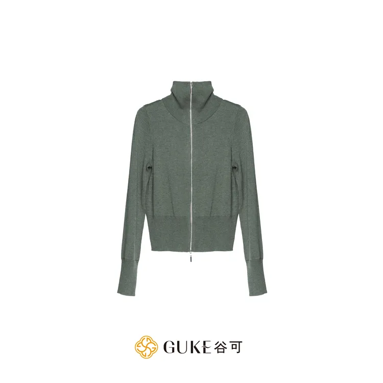 GKE/谷可MS6061高领百搭拉链毛织开衫