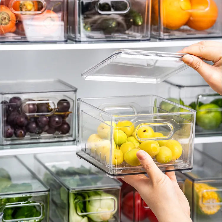 冰箱沥水收纳盒带盖防尘厨房食品级水果蔬菜保鲜盒分类整理盒