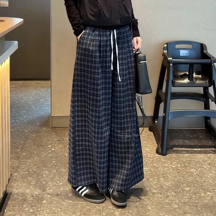 【艺术格调】Mayya Plus麦芽定制气质显瘦爆款阔腿格子裤女32547902