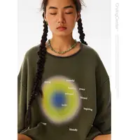 Crying center/哭喊中心芥末撞色光环卷边卫衣宽松舒适纯棉情侣款