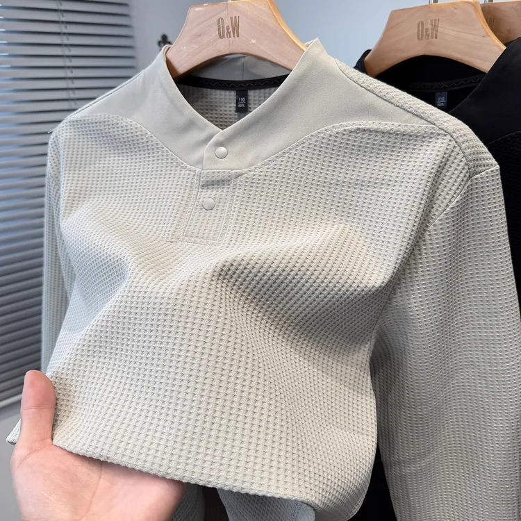 玉米格工艺新中式卫衣秋冬男款加绒加厚运动休闲高级感亨利领上衣