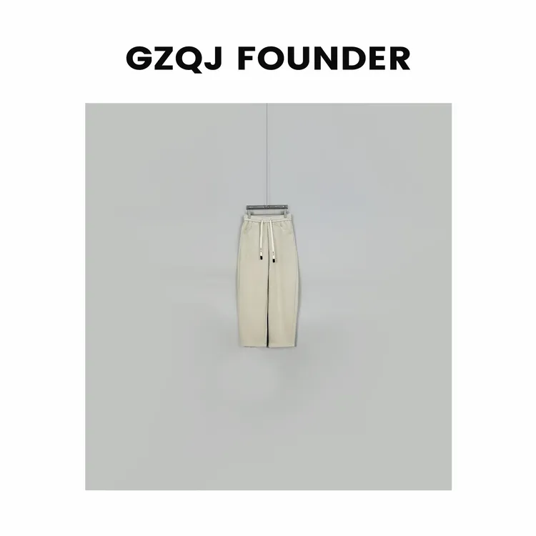 GZQJ【遮肉卫裤】 设计感百搭高腰抽绳弯刀休闲加绒卫裤 9058