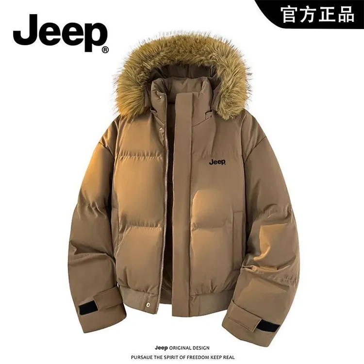 Jeep吉普毛领棉衣男士冬季25新款加厚保暖防寒座山雕棉服冬装外套