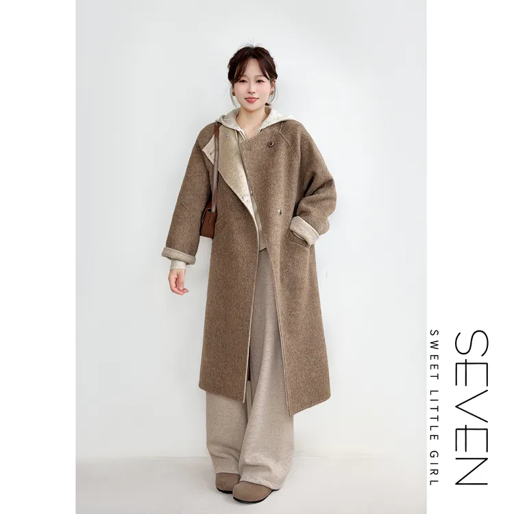北境暖阳⑧七七146小个子秋冬款骆驼绒双面呢羊毛大衣外套女小美说