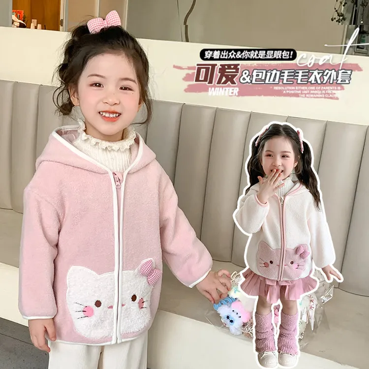 外套洋气女童甜美休闲卡通秋装儿童女宝女孩保暖加绒加厚毛衣2025