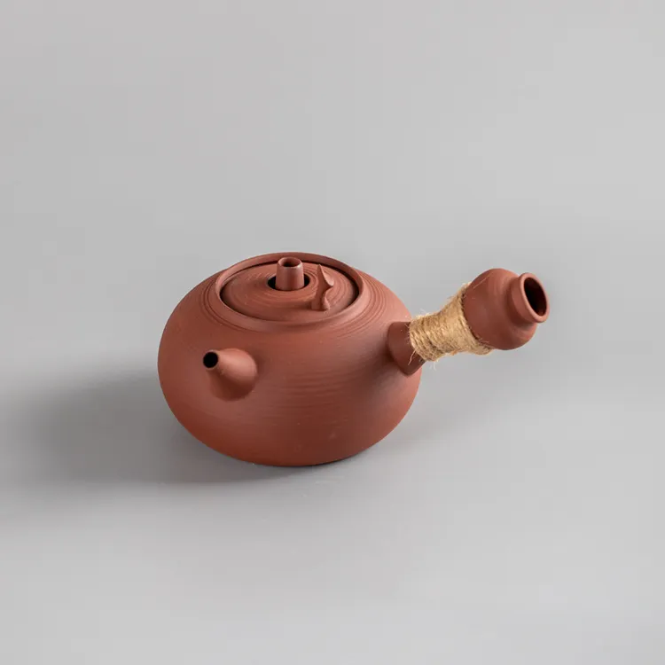 白泥通心壶单壶红泥纯手工家用老式侧把壶穿心煮茶壶炭火电陶茶炉