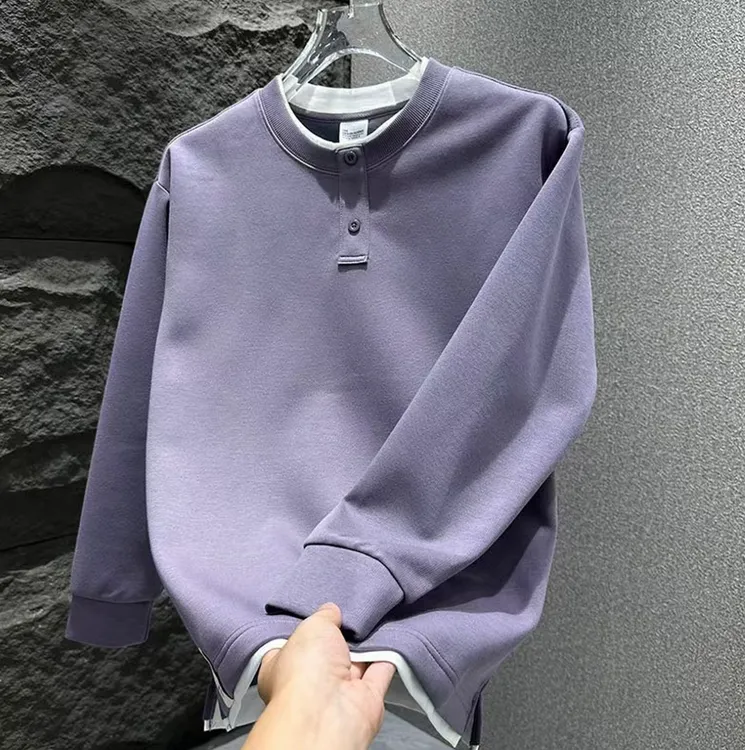 【fernar夫妇】2025秋冬新款潮流假两件休闲卫衣男士宽松圆领痞帅长袖打底上衣
