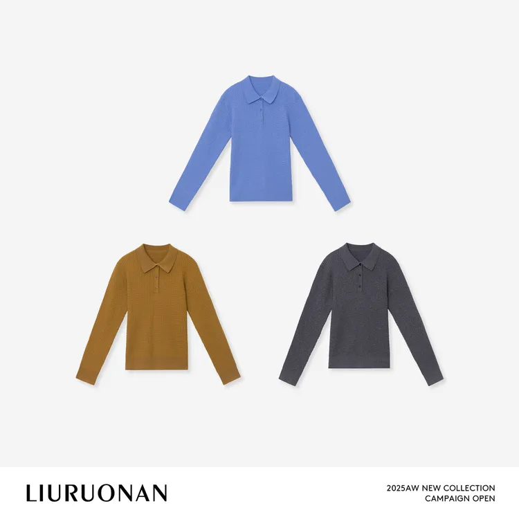 LIURUONAN 25FL【网球polo毛衣】华夫格针织衫秋冬长袖百搭上衣女装