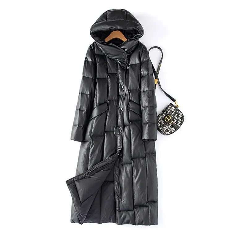 海宁真皮加绒衣女长款皮风衣大衣KFLD-9913