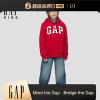 Gap男童2025秋季新款logo仿羊羔绒连帽卫衣儿童装美版DR789866