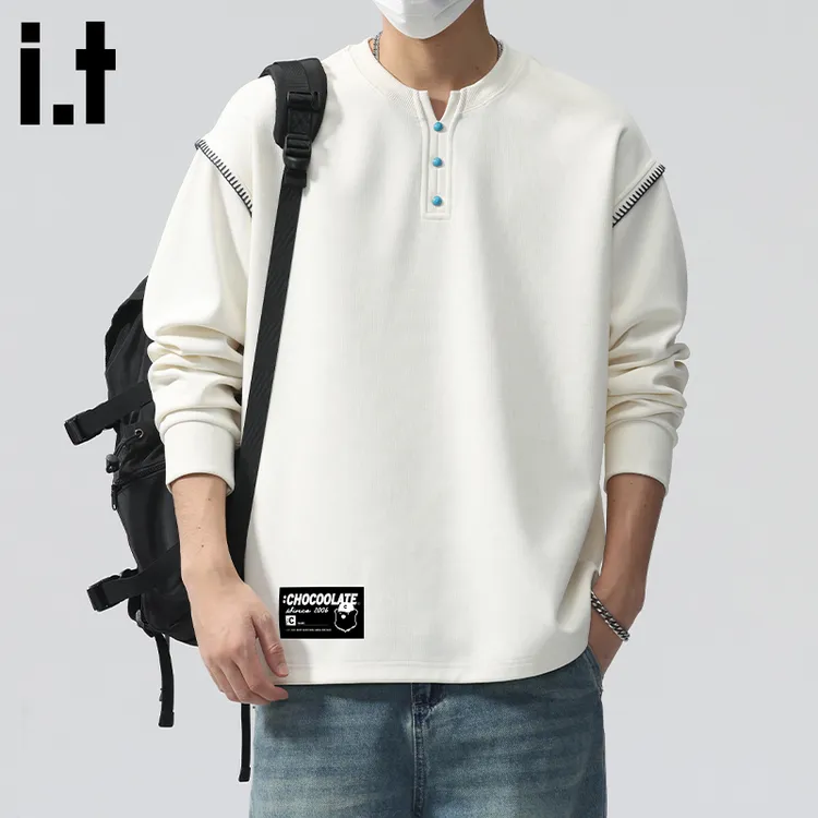 i.t:CHOCOOLATE设计感长袖卫衣男士秋冬复古宽松舒适百搭休闲外套