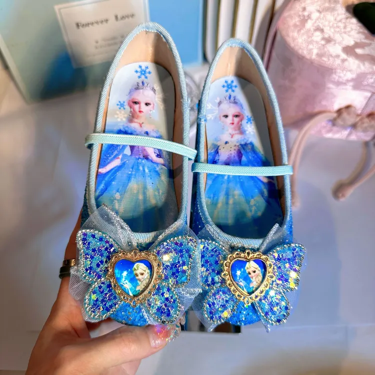 冰雪奇缘公主鞋宝宝儿童2025爱心单鞋春季软底闪亮女童公主鞋春秋