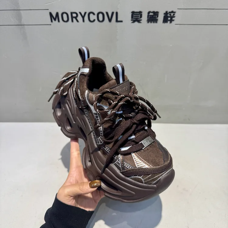 2025秋冬爆款加绒老爹鞋休闲复古运动厚底增高女鞋 1008