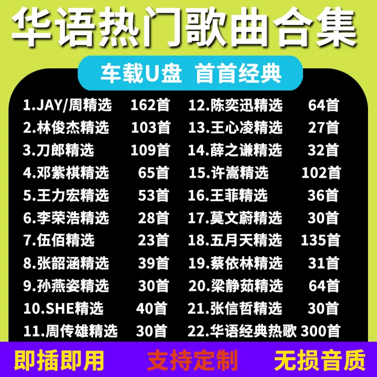 车载音乐歌曲u盘无损高音质流行刀郎原唱汽车音响优盘2024新款
