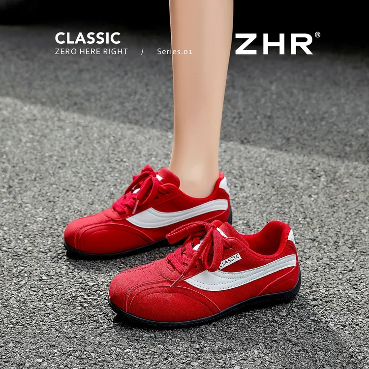 ZHR/则则鞋子女款百搭学生ins潮牌红色德训鞋秋季时尚运动休闲鞋